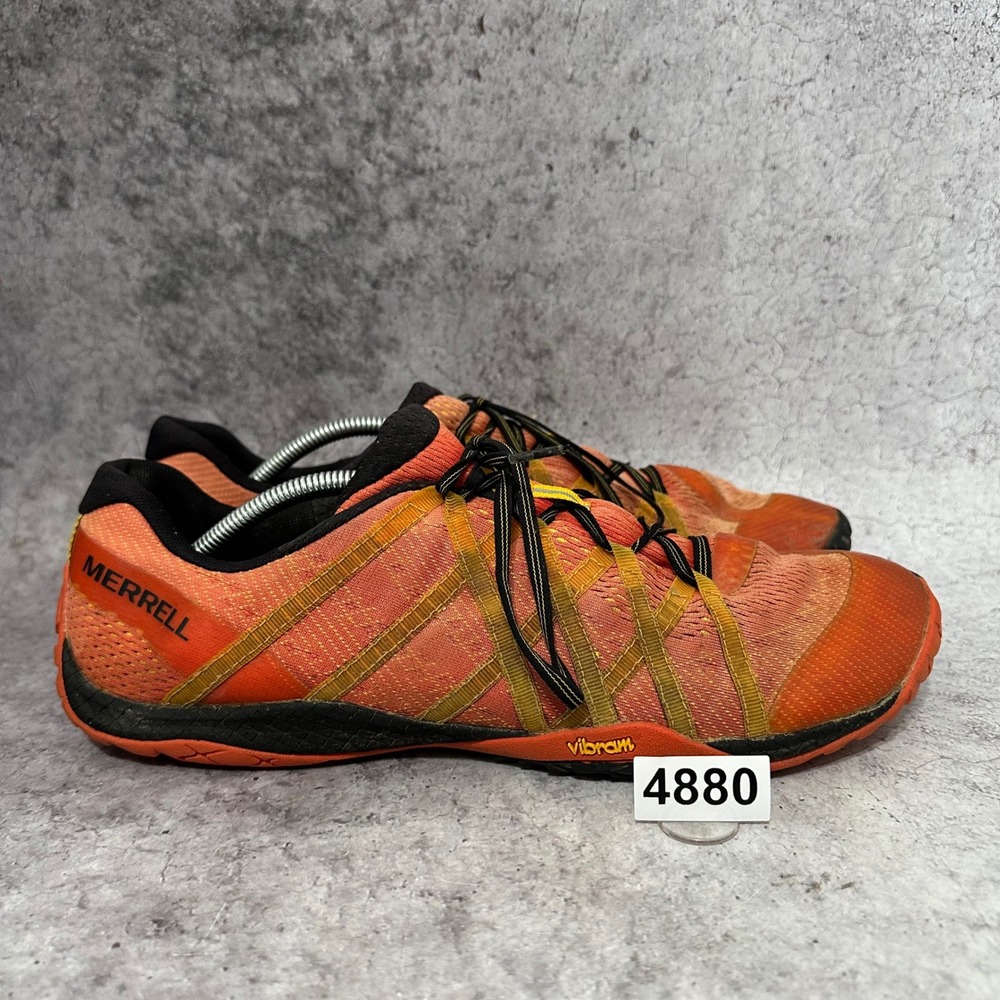 Merrell Trail Glove 4 E-Mesh Mens 14 Orange Barefoot Running Shoes Vibram